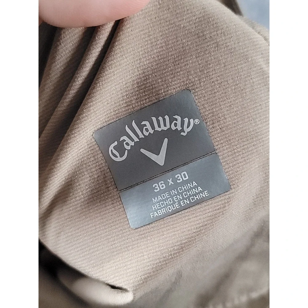 Callaway Golf Pants Mens 36x30 (Fits 36x27.5) Khaki Straight Flat Front Stretch
